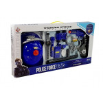 Policajná sada s príslušenstvom s prilbou modro-čierna